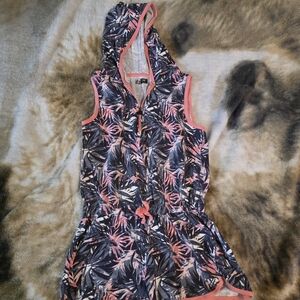 RBX Navy & Pink Tropical Hooded Tank Romper